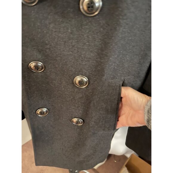 Mens Clothcraft Virgin Wool Blend Peacoat Large Double-Breasted Charcoal - Picture 12 of 16